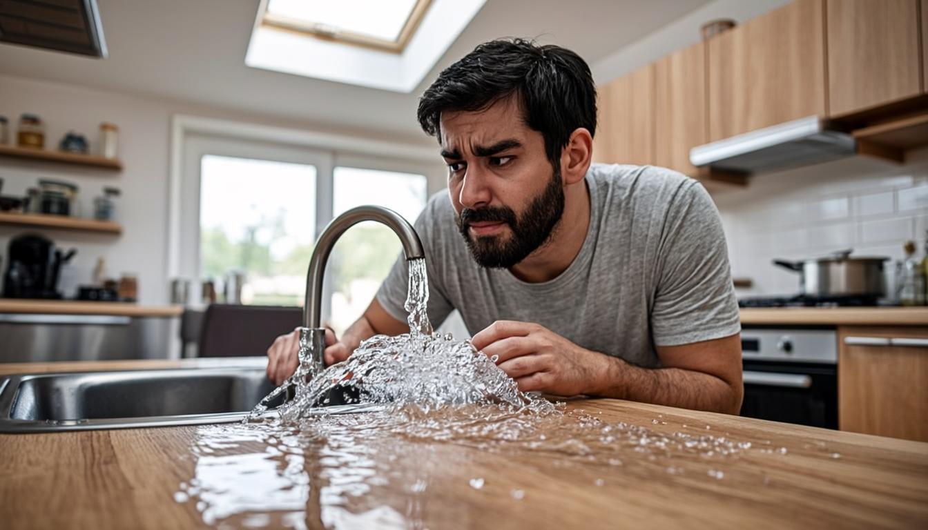 Caño roto en una cocina